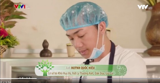 Bò khô Huy Vũ trong hoạt động quảng bá sản phẩm trên truyền hình